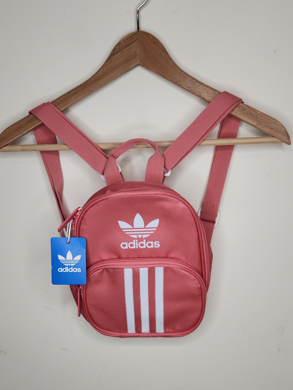 Adidas Originals Mini Backpack Pink NWT Trefoil Logo Compact Travel Bag - Picture 2 of 8